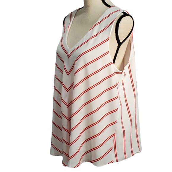 Cynthia Rowley Red Stripe Chevron Lined Tank Tunic Flowy Career XL - Picture 3 of 8